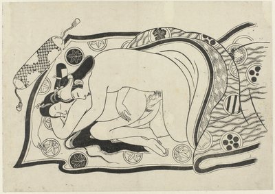 エロティックなパフォーマンス 花に与する教（連載タイトル） 作： Sugimura Jihei (attributed to)