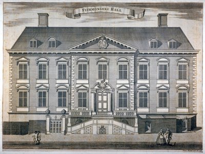 魚屋ホール、ロンドン市、1750 年頃。 作： Sutton Nicholls