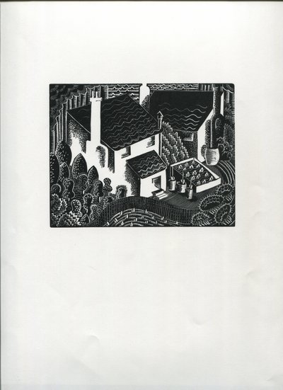 バックガーデン（木版画） 作： Suzanne Cooper