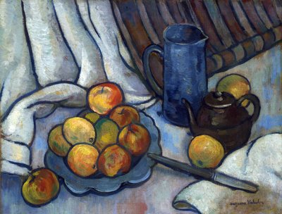 りんご、ティーポット、水差し - スザンヌ・ヴァラドン（1865-1938）の絵画、1919年頃 - キャンバスに油彩、50,4x65,4 - プライベートコレクション 作： Suzanne Valadon