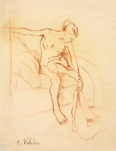 ベッドに座っている裸の女性 作： Suzanne Valadon