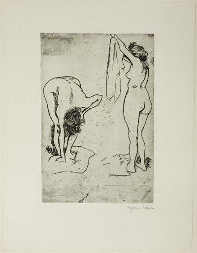 体を拭く女性2人 作： Suzanne Valadon