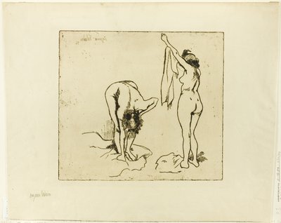 2人の女性が自分自身を乾燥させています 作： Suzanne Valadon