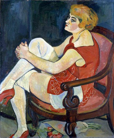 白いストッキングの女性、1924年。 作： Suzanne Valadon