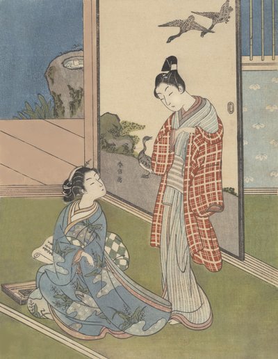 手紙を書く少女、18世紀., 18世紀. 作： Suzuki Harunobu