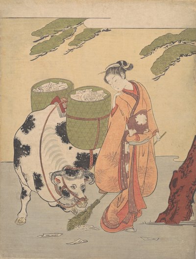 ラブレターを一掃する女性、1725-1770。、1725-1770。 作： Suzuki Harunobu