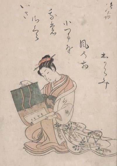 美の巻物、1770年頃（和紙に色の木版画） 作： Suzuki Harunobu