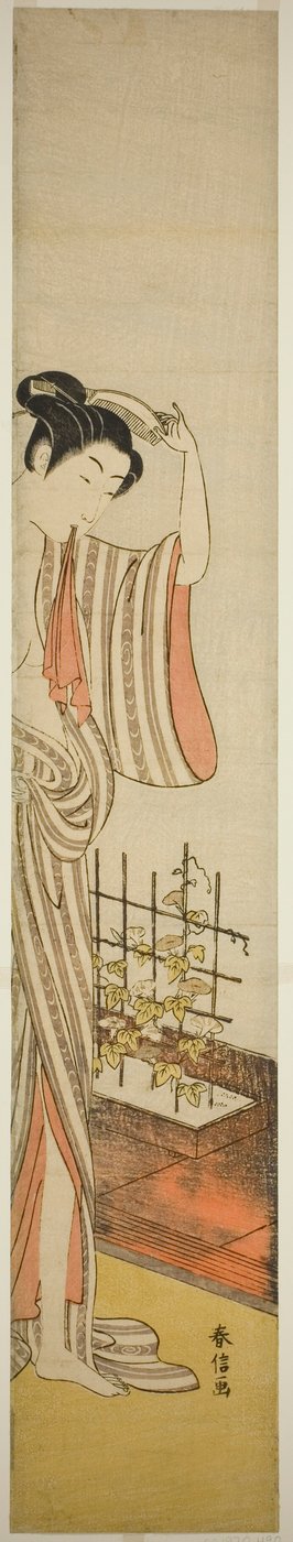 美と朝顔 作： Suzuki Harunobu