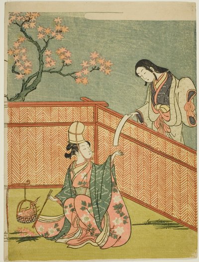 燃える秋のもみじ 作： Suzuki Harunobu