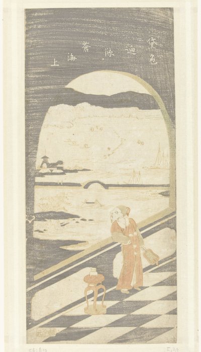水の風景を見渡す中国の詩人 作： Suzuki Harunobu