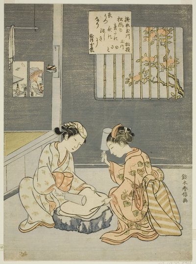 布いっぱいの宝石の川、無題の六つの宝石の川のシリーズから 作： Suzuki Harunobu