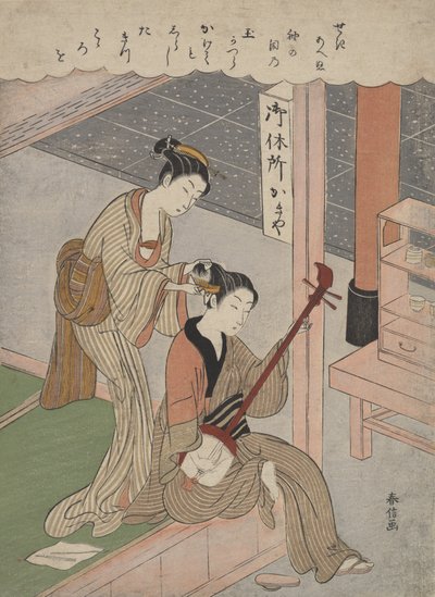 彼の髪を梳く, 1770., 1770. 作： Suzuki Harunobu