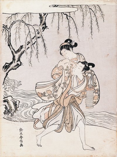 河原の夫婦図 鈴木春信（1725-1770）筆 墨・彩色 日本 日本文明 江戸時代 作： Suzuki Harunobu