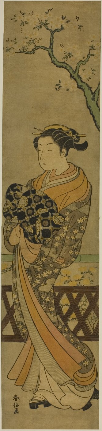 桜の下を行進する花魁 作： Suzuki Harunobu