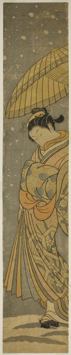 降雪中の遊女 作： Suzuki Harunobu