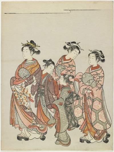 1766年後のパレードでの出席者との遊女 作： Suzuki Harunobu