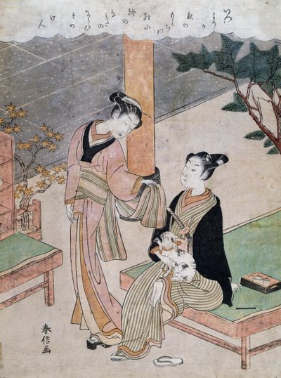 鈴木春信(1725-1770)の「花魁」(日本) 作： Suzuki Harunobu