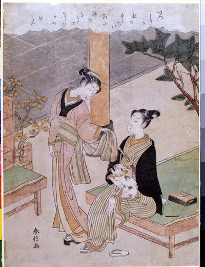 お客様とコートジサン・オセン 作： Suzuki Harunobu