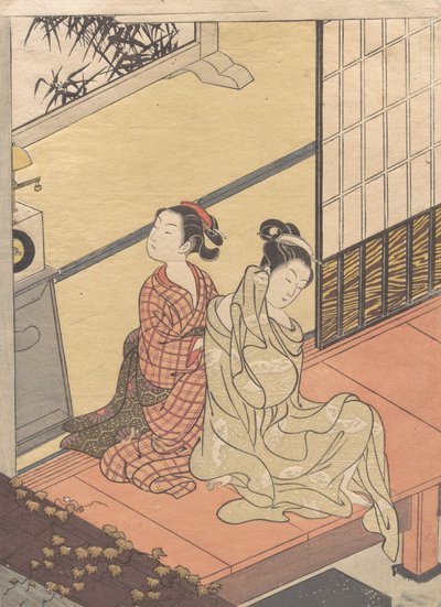 夕刻時計の鐘 時計の番所 「八座八景座」より 1766年。 作： Suzuki Harunobu