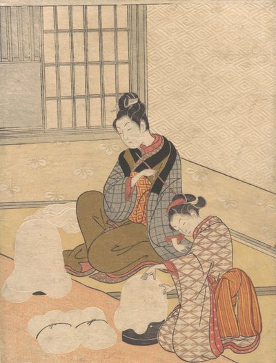 シリーズ「8つのパーラービュー」からのNuriokeのEven Snow、ca。 1766年頃。 1766年。 作： Suzuki Harunobu