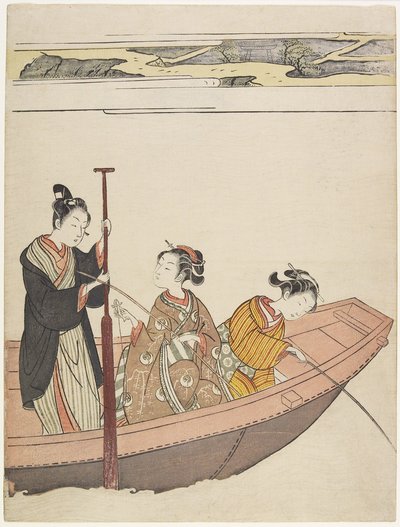 隅田川三目神社付近での釣りc。 1767 作： Suzuki Harunobu