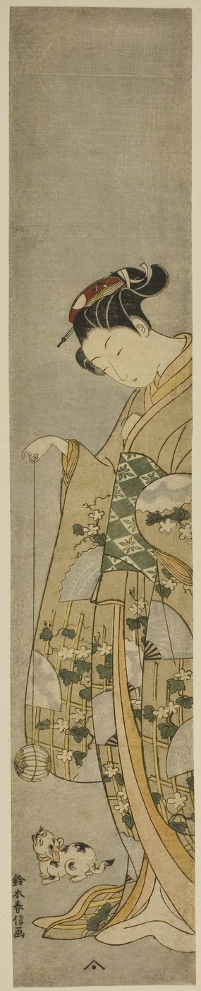 猫と遊ぶ女の子 作： Suzuki Harunobu