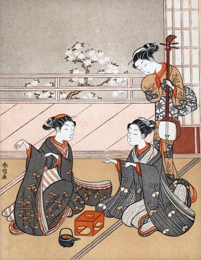 ケンのゲームをしている女の子、c1745-1770。 作： Suzuki Harunobu