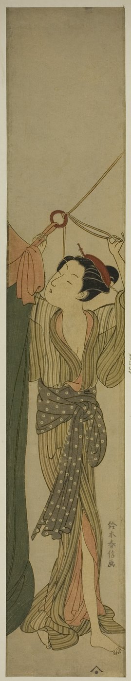 蚊帳を掛ける 作： Suzuki Harunobu