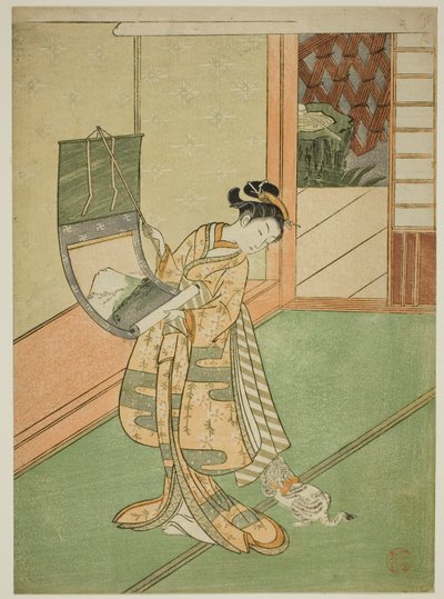 絵を掛ける（第三王女のパロディ） 作： Suzuki Harunobu