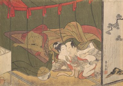 蚊帳の下の恋人、18 世紀., 18 世紀. 作： Suzuki Harunobu