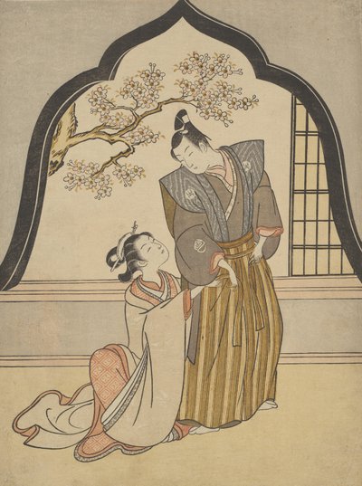 窓際でドレスアップする恋人たち 作： Suzuki Harunobu
