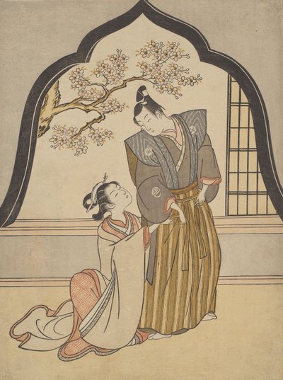 窓辺で着替える恋人たち 作： Suzuki Harunobu