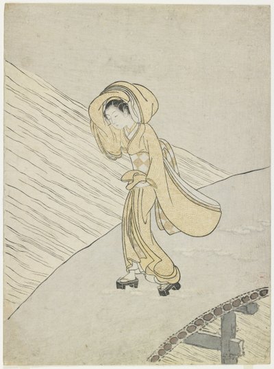 Mitate of Fujiwara no Teikas Poem Crossing the Sano, 1765 作： Suzuki Harunobu