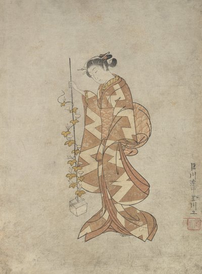 Modern Representation of the Poetess Kaga no Chiyo, ca. 1765., ca. 1765. 作： Suzuki Harunobu