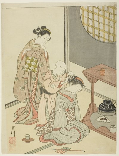 「座敷八景」より 茶台の夜雨 (だいすのやう) 作： Suzuki Harunobu