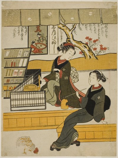 元柳屋のおふじさんとお客さん 作： Suzuki Harunobu