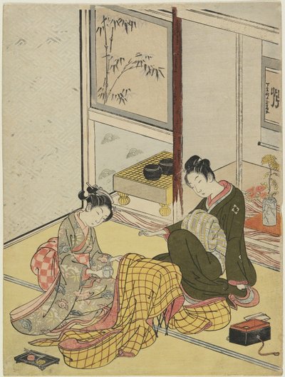 4つのエレガントな娯楽の模倣としてのローブの香り、1767年秋（色木版画） 作： Suzuki Harunobu