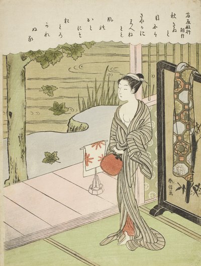 藤原俊之の詩、無題の三十六人の不朽の詩人、1767-68年作 作： Suzuki Harunobu