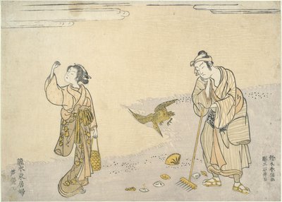 Raking Reeds: 浜辺の東洋の美女たち 作： Suzuki Harunobu