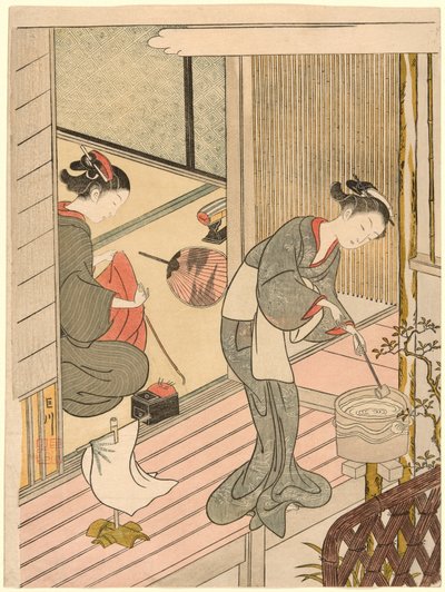 『座敷八景』より 手ぬぐいかけの帆帆 作： Suzuki Harunobu