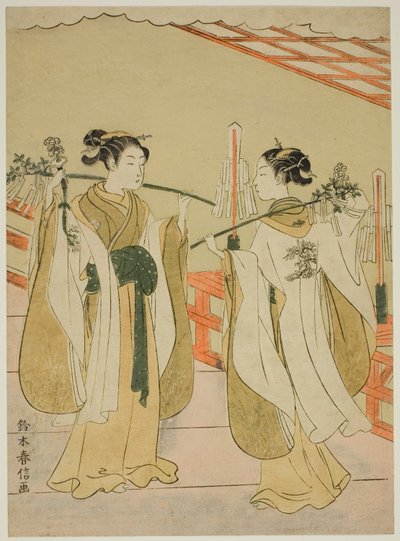 Ｓｈリネ 毎田ｓ お波 案ｄ お初 団信ｇ あｔ 湯島 天神 Ｓｈリネ 作： Suzuki Harunobu