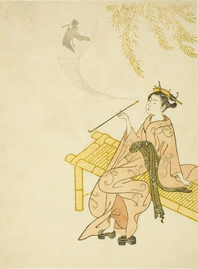 ベンチでの喫煙 作： Suzuki Harunobu