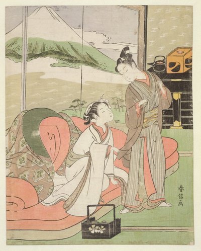 TH Riches 1913恋人の遊女の休暇、1768年頃-9月9日（木版印刷） 作： Suzuki Harunobu