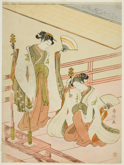 巫女お初とお波の舞 作： Suzuki Harunobu