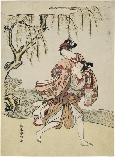 駆け落ち（『伊勢物語』芥川エピソードのパロディ） 作： Suzuki Harunobu