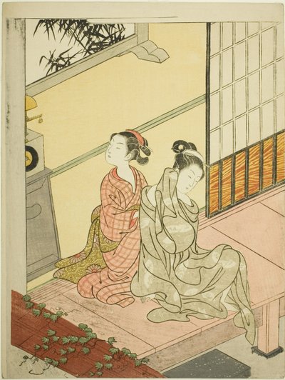 『座敷八景』より 時計の晩鐘 作： Suzuki Harunobu