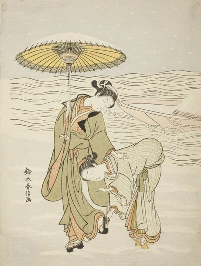 雪だらけの下駄、1767-68年頃 作： Suzuki Harunobu