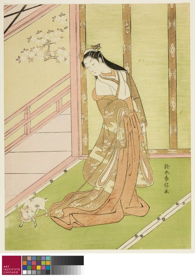 サードプリンセスと彼女のペットの猫、1767-68年頃 作： Suzuki Harunobu
