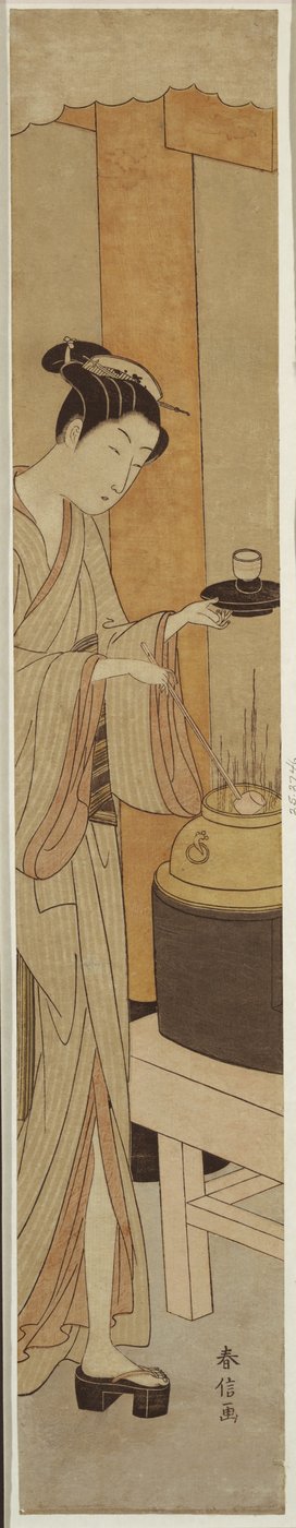 鍵屋茶屋のウェイトレスおせん 作： Suzuki Harunobu
