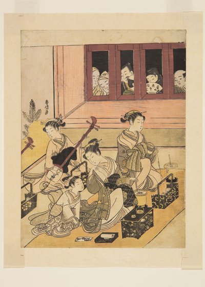 監視者と被監視者」（カラー木版画 作： Suzuki Harunobu